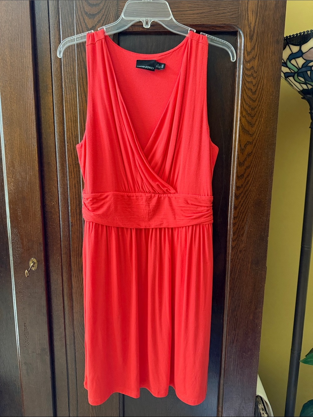Cynthia Rowley Orange-Red Sleeveless Faux-Wrap Dress